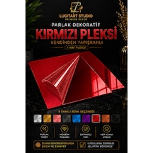 10 Adet 1mm Dekoratif Kare Kırmızı Pleksi - 10x10, 15x15, 20x20, 25x25, 30x30, 35x35, 40x40 Cm Kendinden Yapışkanlı Duvar Dekorasyonu Ürünü Pleksi Ayna Beklentisiyle Almayınız