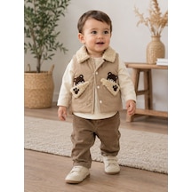 Canöz Bebe Yelekli Gömlekli Erkek Üçlü Takım 9-24 Aylık -ay3914856 - Kahverengi