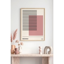 Doğal Ahşap Çerçeveli Geometrik Desenli Tablo - Pastel Huhu1105