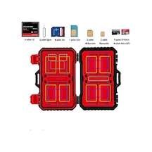 Gorilla Case 24 Slot Çoklu Hafıza Kartı Ve Micro Sd Kart Taşıma Çantası Micro Sd Kart Kutusu Kırmızı