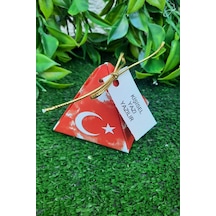 30 Adet Gold İpli Türk Bayraklı Piramit Kutu - Kına Hediyesi -