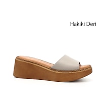 Gönderi(R) Gönderi R Kadın Krem Dolgu Taban Hakiki Deri Terlik Dyza69842265 Krem