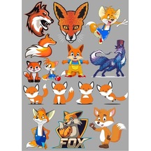 Tilki Sticker Set-3 15 Parça Telefon, Tablet, Defter, Laptop Sticker