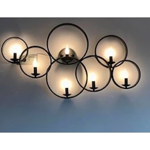 Mylights Retro Halka Aplik Rustik Aplik Siyah