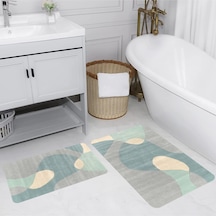Rovigo Home Baskılı Kaymaz Taban 2 Li Banyo Paspas Takım Rvg5184-100X60-60X50 Çok Renkli