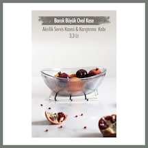 Bezos Akrilik Barok Şeffaf Büyük Oval Meyve & Salata Kasesi & Karıştırma Kabı / 3,3 Lt Cam Değildir Mmbz