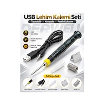 Yeni 2026 Usb Lehim Kalemi Seti 5 Parça Taşınabilir Kompakt Mini Havya Tamir Seti Hobi Elektrikli Lehimleme Makinesi Usb Güç Kablosu Metal Stand Koruyucu Kapak Yedek Yay Havya Ucu