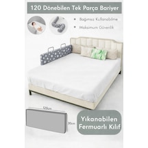 Miralay Yeni Nesil Yatak Bariyeri 120 CM Gri Yıldız - Boyalı