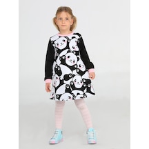 Pandas Kız Çocuk Baskılı Siyah Elbise-siyah Siyah