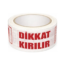 Dikkat Kırılır Koli Bandı 45x100 Mt Kırılabilir Ürünler İçin Uyarı Baskılı Güçlü Paketleme Bandı