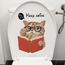 Decohandy Klozet Etiketi Keep Going Kedi Beyaz