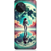 Realme 11 4g Uyumlu Ay Yolu Astronot Yolculuğu Desenli Silikon Kılıf Çok Renkli