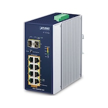 Planet - PL-IGS-1020PTF-12V 8 Port Endüstriyel Yönetilemeyen PoE+ Switch