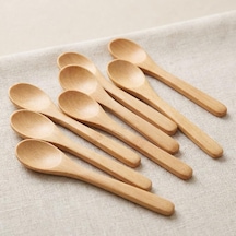 12'li Bambu Mini Kaşık Seti 13 Cm, Baharat, Bal, Reçel, Kahve Ve Servis Kaşığı, Küçük Kavanozlar İçin Doğal