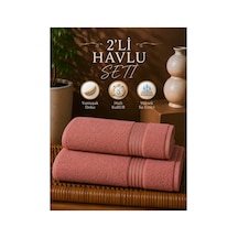 2 Li Banyo Havlu Seti 70x140 + 50x90 Yumuşak Dokulu Yüksek Emici Banyo Ve El Yüz Havlusu Takımı Pembe