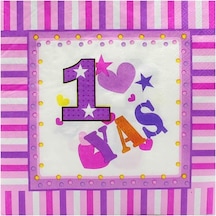 1 Yaş Doğum Günü Peçete. Pembe - 33 x 33 CM - 20 Adet