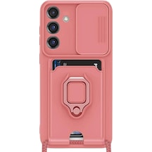 Samsung Galaxy Uyumlu S25 Plus Kılıf Zuma Kartvizitli Yüzüklü Silikon - Pembe Diğer
