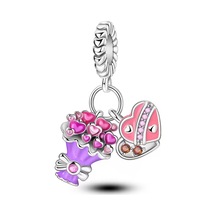 Fubena Buket Çiçek Ve Çikolata Sallantılı Charm Gümüş