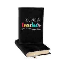 Kitap Kılıfı Nakış Detaylı Öğretmen Temalı - Teacher Siyah
