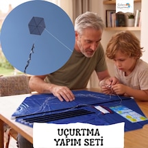 Uçurtma Yapım Seti / Naylon Altıgen / Plastik Çıtalı / Lacivert