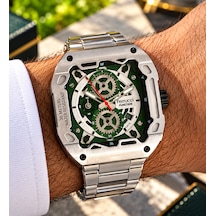 Ferrucci Fc26088 Kare Kadran Fonksiyonları Aktif Takvimli 45 Mm Kasa Çap Erkek Kol Saati Gümüş