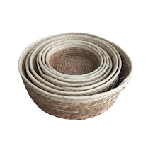 Sever Hasır Örgü Sepet Seti Hasır - Krem 7'li