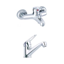 Erce Mix Sabit Lavabo Ve Banyo Bataryası Krom