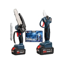 Prohummer Phm011 Profesyonel Akülü Kömürsüz Motor 2li Bahçe Seti - 32mm Dal Budama Makası, 15cm Dal Budama Testeresi 21v 3ah Çift Batarya