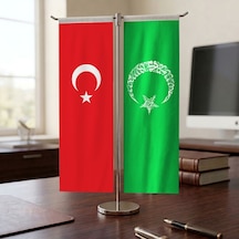Kelime-ı Tevhid - Ay Yıldız Ve Türk Bayrağı Kırlangıç T Tipi Masa Bayrak Takımı Diğer