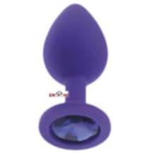Erofoni 9 Cm Uzunluk 4 Cm Kalınlık Medikal Silikon Taşlı Anal Alıştırıcı Gevşetici Purple Plug