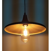Mylights Retro Rustik Metal Sarkıt Avize Siyah Içi Sarı 27 Cm