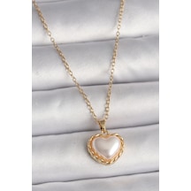 316l Çelik Gold Renk Zincir 3d İnci Kalp Model Kadın Kolye - Tj-bko9713 Gümüş