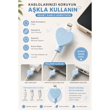 Kalp Tasarımlı Şarj Kablosu Koruyucu Kablo Kırılma Önleyici 3d Baskı - Mavi