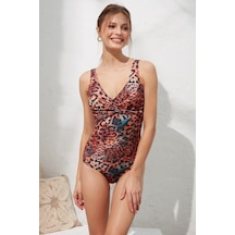 Pierre Cardin 221132 Leopar Desen Göğüs Toparlayıcı Balenli Mayo