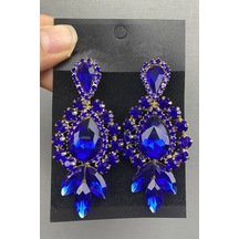 Fdayaksesuar Saks Mavi Gold Damla Taşlı Küpe Frdy131 Çok Renkli