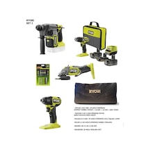 Ryobi One+ Hp 18V Kömürsüz 4'lü Profesyonel Karma Set 1