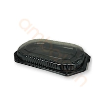 50 Adet Siyah Büyük Catering Kabı Kapaklı Yemek Kabı 27x41 Cm