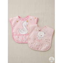 Set Kısa Kollu Bağlamalı Ayarlanabilir Sıvı Geçirmez Aktivite ve Mama Önlüğü Kuğu & Sevimli Ayıcıklı Çok Renkli 2'li