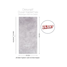 30x60 Cm Kendinden Yapışkanlı Duvar,banyo,tezgah Arası Kaplama Açık Gri-24 Adet 902-30-24