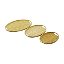 Oval - 3 Boy Bambu Ahşap Tepsi Seti 20x29--26x36--31x45cm 4832 Diğer