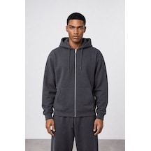 Erkek Respire Basic Oversize Zip Füme