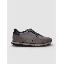 %100 Hakiki Deri Vizon Süet Bağcıklı Erkek Sneaker-vizon Vizon