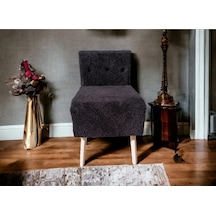 Rahat Oturum Alanlı Retro Gürgen Ahşap Ayaklı Beyaz Welsoft Kumaş Puf Bench Sandalye Tabure Siyah