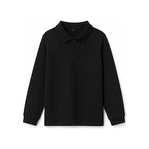 Esila Kids Unisex Çocuk Polo Yaka Tişört Okul Üstü Siyah