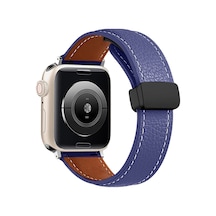 Newface Apple Watch 42mm Kr414 Daks Deri Kordon - Lacivert Açık Mor