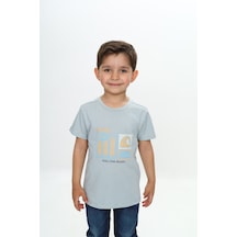 Toontoy Kids Toontoy Erkek Çocuk Baskılı Bisiklet Yaka Kısa Kollu Tişört Mavi