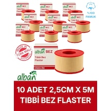 Bez Flaster 2,5 Cm X 5 M, 10 Kutulu Set, Pamuklu Medikal Sabitleme Bandı Tekli Rulo