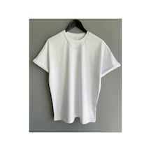 Cool Tarz Beyaz Basic Erkek Bisiklet Yaka Oversize Kısa Kollu T-shirt Beyaz Beyaz
