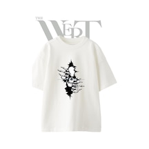 Thewert Kuru Kafa Eller Tasarım Baskılı Ünisex Beyaz Oversize T-shirt