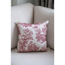 Bordo Kırlent Vintage Desenli 50x50 Dekoratif Yastık Kılıfı Beyaz - Bordo - 702799787 Beyaz - Bordo